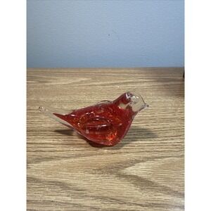 Red Cardinal Art Glass‎ Paperweight Hearts Galore